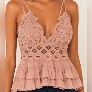Lace-Front Dusty Rose Cami Size Small